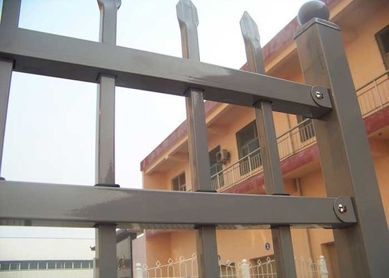 Moderno giardino nero zinc post quadrato pannelli di tubi ferro battuto recinzione in acciaio con larghezza 7 piedi