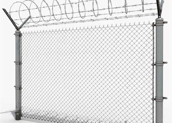 9 calibro galvanizzato Diamante Wire Mesh / PVC Plastic Vinyl Cyclone Chain Link Fence per autostrada ferroviaria temporanea